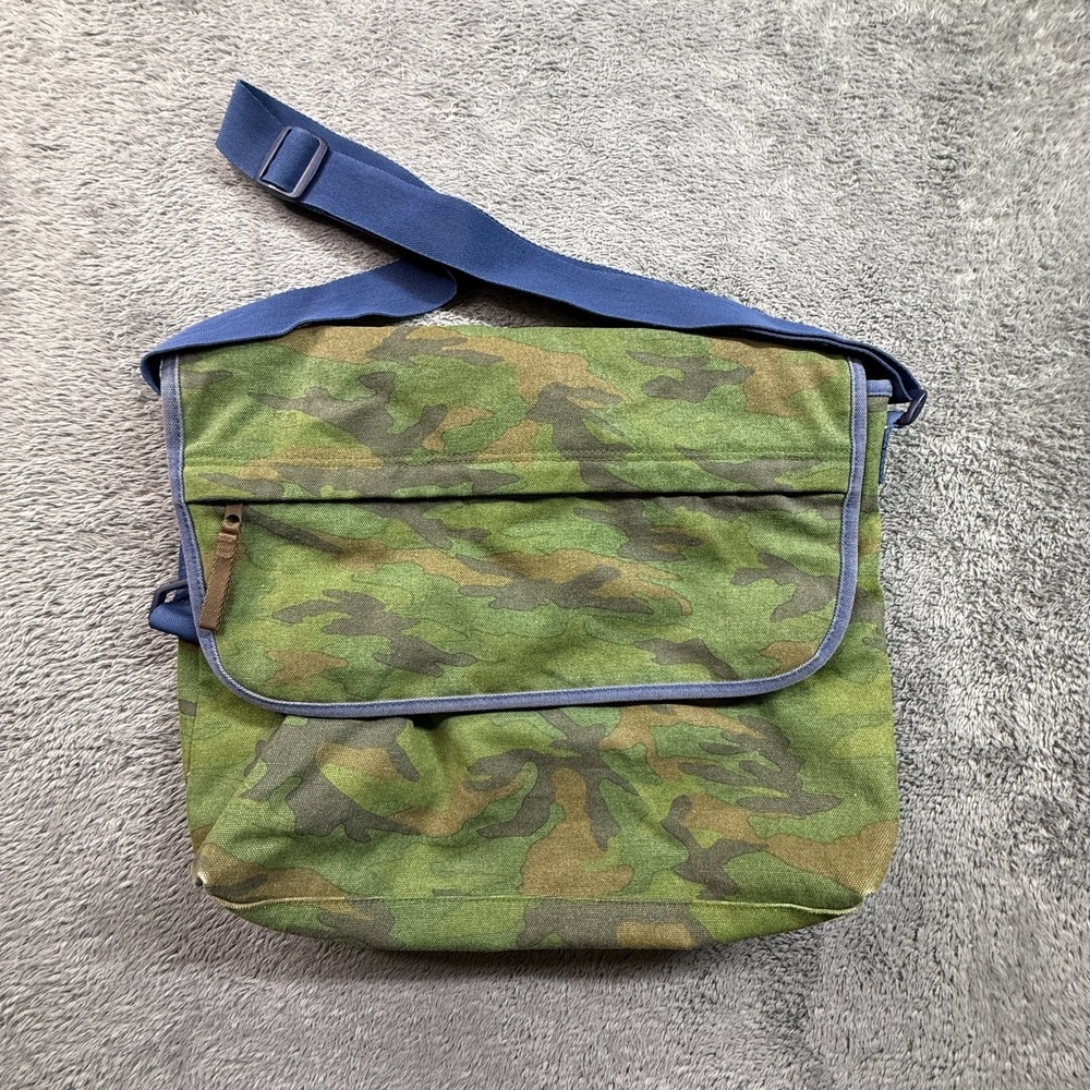 GAP Camo Canvas Messenger Bag Crossbody Green Blue Y2K Vintage 1986 Uniform